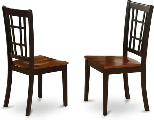 Vista 6 de East West Furniture Nicoli - Sillas de comedor de piel sintética de 39 pulgadas en color negro (juego de 2) Sillas de madera tapizadas de piel
