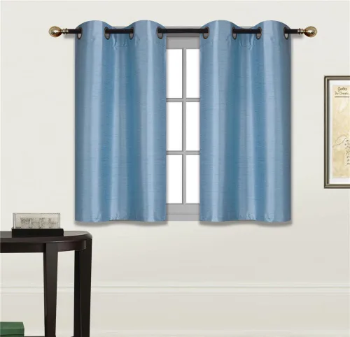 Vista 9 de Elegant Home - Cortina opaca con aislamiento de seda sintética con ojales, 2 paneles de 28 pulgadas de ancho x 36 pulgadas de largo, cada uno