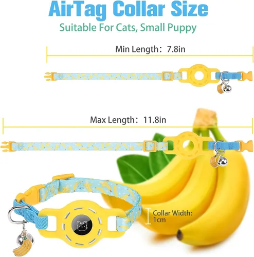 Vista 2 de BINGPET AirTag - Collar de gato con campanas, collar elástico de seguridad mejorado con soporte para collar de gato Airtag, collares de gato