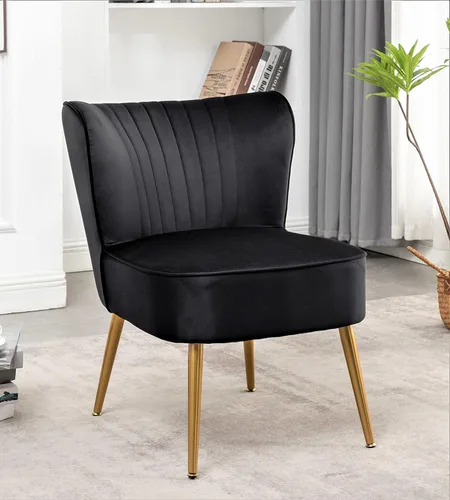Vista 17 de Container Furniture Direct Silla moderna de terciopelo para sala de estar, dormitorio o entrada, diseño elegante y cómodo sin brazos con patas