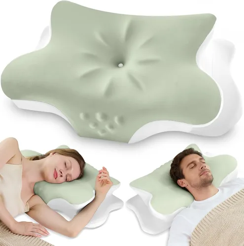 Vista 10 de Almohada cervical para el cuello para aliviar el dolor, almohada ergonómica de espuma viscoelástica para dormir de lado, almohada ortopédica de cama