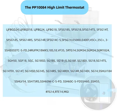 Vista 7 de PP10084 Interruptor de termostato de límite alto Lchmo5030 para freidora Pitco, rosca de 1/4 "Mpt Stuff, 450F/230C Hi Limit Termostato de seguridad