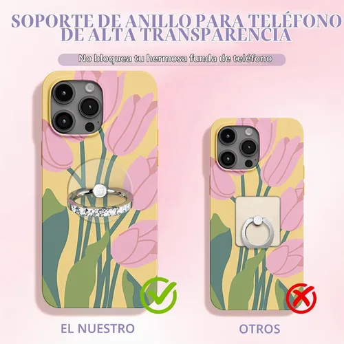Vista 3 de Jsoerpay - Soporte transparente para anillo de teléfono, 2 piezas, soporte transparente para anillo de teléfono celular con diamante, agarre