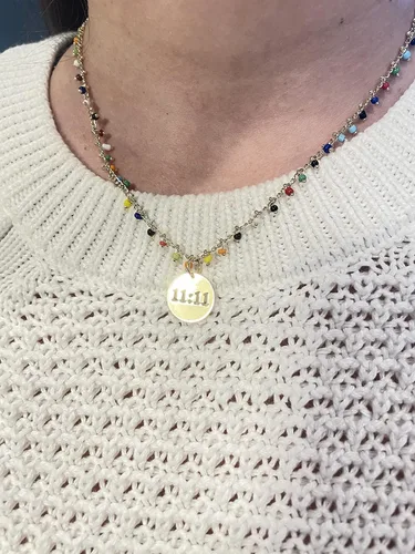 Vista 4 de Angel Number Necklace for Women, 111 Necklace, 18k Gold Plated Necklace, Numerology Necklace, Gifts for Her, Women Necklace, Colorful Nekclace