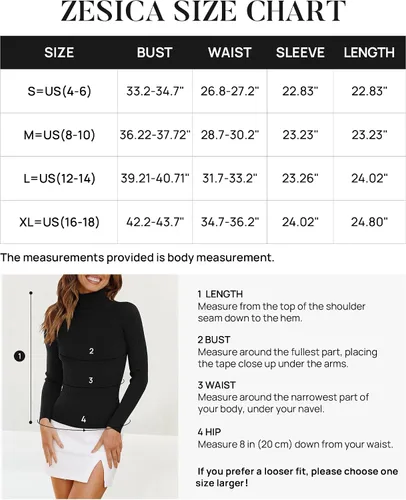 Vista 6 de ZESICA Camisas de punto de manga larga con cuello alto para mujer, camisetas básicas de otoño, suéter acanalado ajustado y ajustado