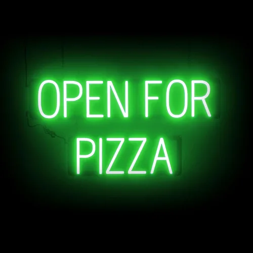 Vista 44 de SpellBrite Cartel PIZZA Letrero relacionado con pizza con aspecto de neón, fuente de luz LED azul 17.6 x 6.3 pulgadas Ultra-Bright