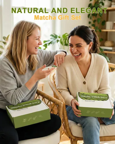Vista 7 de Vaiheng Juego de batidor de matcha con cuenco matcha, soporte para batidor de matcha, batidor de bambú matcha, cuchara, tamiz, regalos del día