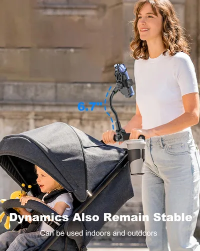 Vista 6 de Soporte para teléfono de bicicleta de cuello de cisne con abrazadera para cinta de correr, pelotón, bicicleta giratoria, silla de ruedas, bicicleta