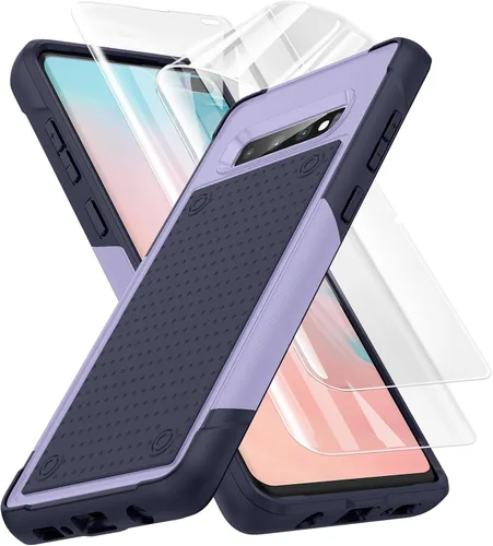 Vista 18 de Jeylly Funda para Samsung Galaxy S10 Plus S10+, ajuste delgado, doble capa, resistente, absorción de golpes, TPU con carcasa trasera de Negro