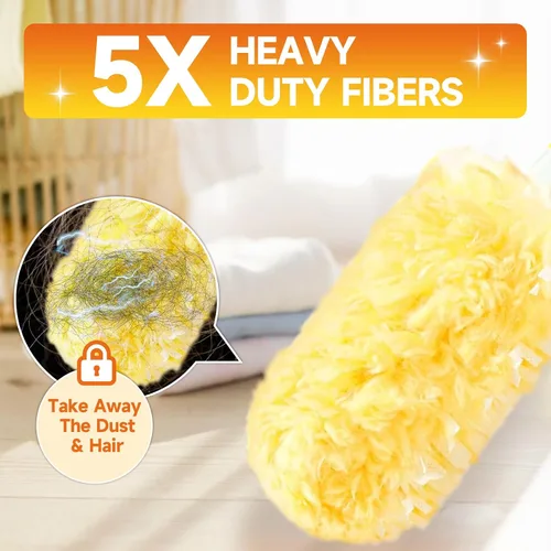 Vista 2 de Recambios de plumero compatibles con asas Swiffer, 100 unidades, 1 mango Heavy Duty Fluffy Microfiber,Disposable Dusting Pads for Cleaning Blinds