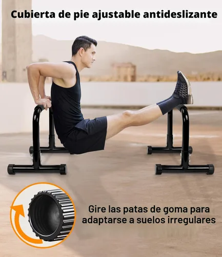 Vista 6 de TABEKE Barra para flexiones, paraletas de acero de 14 pulgadas de alto y barra para fondos con mango de espuma de cobertura completa, barras Negro