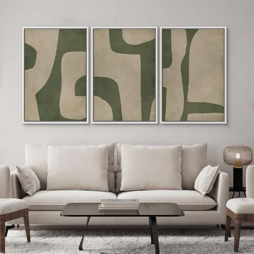 Vista 155 de SIGNWIN Lienzo enmarcado para pared, juego de arte neutro de bosque brumoso, ilustraciones en tono tierra, arte moderno, decorativo, bohemio