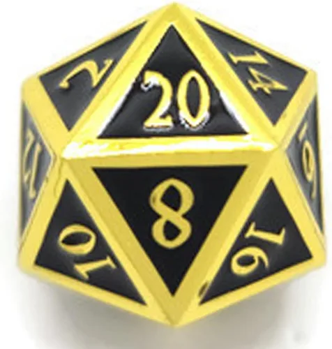 Vista 3 de Juego de dados de metal negro y dorado D20 F*** Critical Fail F de 20 caras DND Negro Gunmetal Número de color para juegos de rol, Dungeons and