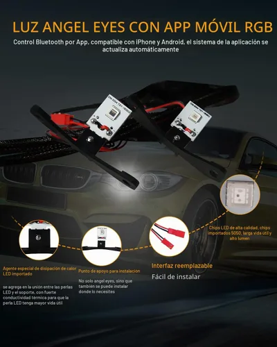 Vista 4 de Qasim módulo LED ojo de demonio DRL para lente de proyector, conversión DIY, ojo rojo demoníaco malvado - 2 paquete