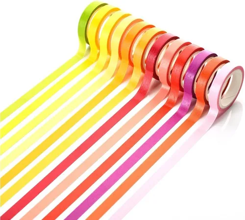 Vista 4 de Juego de 40 rollos de cinta washi, cinta adhesiva decorativa arcoíris para manualidades, diarios de viñetas, planificadores