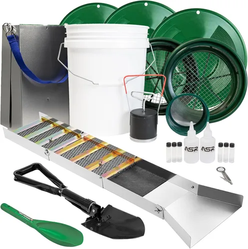 Vista 11 de ASR Outdoor Kit completo de 20 piezas de pan dorado para adultos con caja de esclusa plegable de 50 pulgadas y cubo de 5 galones, azul