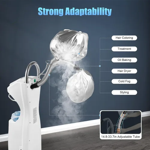 Vista 4 de Vaporizador profesional para el cabello, máquina de teñir el cabello, 110 V, 650 W, 7 en 1, sala rodante, ozono, cuidado del cabello, vaporizador