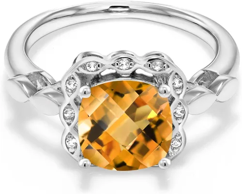 Vista 139 de Gem Stone King Anillo de compromiso de plata de ley 925 de 0.315 in con piedra natal y zafiro blanco creado Anillo de compromiso de boda