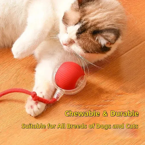 Vista 4 de Pelota interactiva para perros, juguete para gatos con movimiento automático, 360 bolas eléctricas automáticas inteligentes para perros/gatos (rojo)