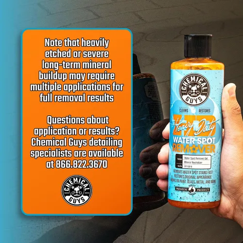 Vista 8 de Chemical Guys, Gel removedor de manchas de agua resistente para vidrio y pintura, 16 onzas