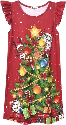 Vista 10 de Camisón de princesa para niñas, vestido de pijama de algodón con mangas de unicornio y gato