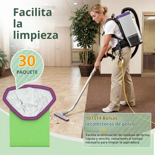 Vista 7 de Paquete de 30 bolsas de vacío 107314 de 6 cuartos de galón para aspiradora ProTeam de 6 cuartos de galón