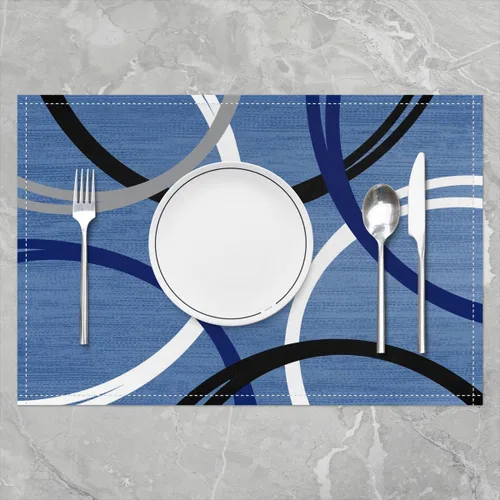 Vista 2 de Modern Circles - Juego de 4 manteles individuales de 12 x 18 pulgadas, patrón geométrico abstracto, decorativo, para niños, adolescentes y adultos