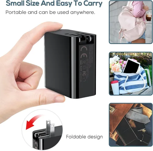 Vista 6 de YUANHOT - Cargador para plataforma de vapor e interruptor adaptador de cargador rápido USB C de 65 W 45 W con enchufe plegable y cable