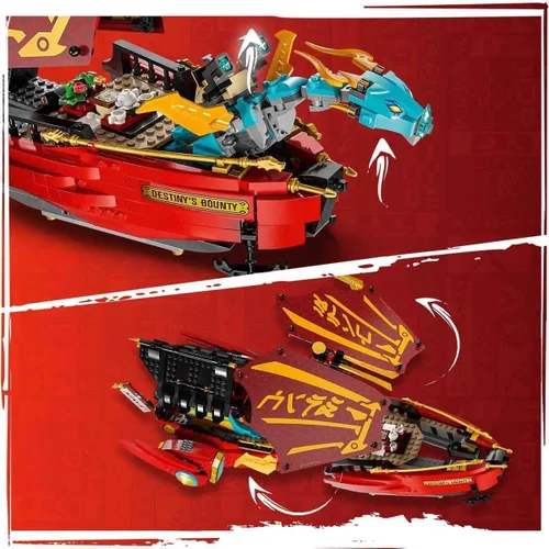 Vista 5 de LEGO Ninjago 71797 - Bloques de juguete de recompensa aérea de acorazado, regalo, ninja, zanahoria, vehículo, nori, niños, 9 años en adelante