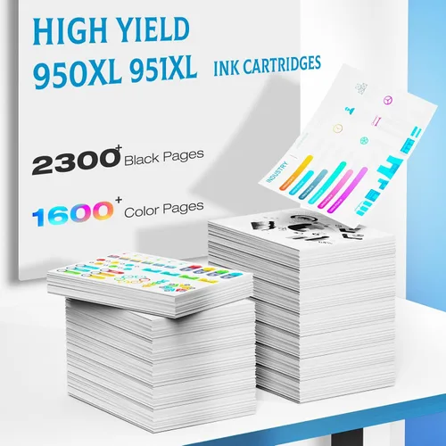 Vista 3 de Cartuchos de tinta 950XL 951XL OfficeJet Pro 8600 8610 8620 Compatibles para HP 950 951 XL Paquete combinado de tinta para impresora HP950XL HP951XL