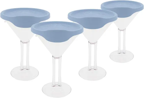 Vista 13 de LipLidz - Vasos de Martini reutilizables, paquete de 4, vasos de plástico sin BPA de doble tallo de 10 onzas con tapa, hechas en Estados Unidos