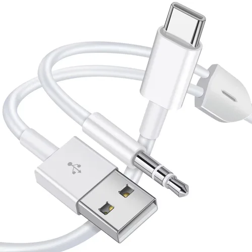 Vista 10 de Cable auxiliar USB C a 0.1 in con cargador, 2 en 1 USB C a 0.1 in Cable auxiliar estéreo para automóvil con carga PD de 18 W compatible con iPhone