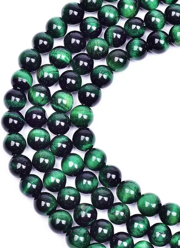 Vista 5 de Cuentas sueltas redondas naturales AAA+ de ojo de tigre azul oscuro, piedra energética, poder curativo para hacer pulseras y joyas, 1 cuerda de 15