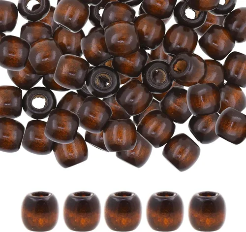 Vista 9 de Mandala Crafts 200 cuentas africanas de madera de barril de agujero grande para macramé Dreadlock Braiding Hair Beads, Painted Drum Wood Loose