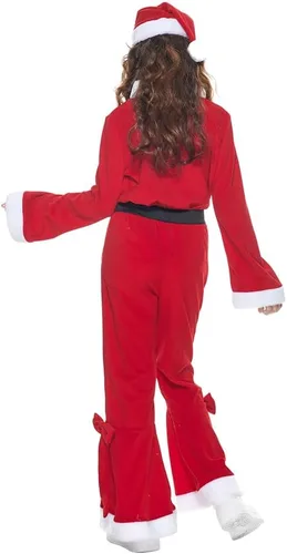 Vista 4 de FantastCostumes Conjunto completo de disfraz de Papá Noel de Navidad para niñas