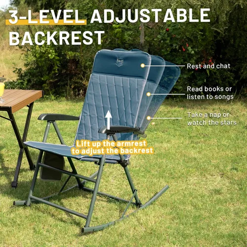 Vista 4 de Timber Ridge Silla mecedora ajustable de 3 niveles, respaldo alto acolchado ergonómico, soporta 300 libras, balancín estable antipunta, reposabrazos