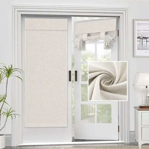 Vista 29 de H.VERSAILTEX - Cortinas para puerta francesa de lino con textura, persianas de privacidad impermeables para ventana de cocina, oscurecimiento