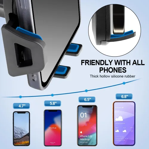 Vista 5 de Soporte universal para teléfono celular con ventosa para automóvil, soporte de celular seguro para automóvil, soporte ajustable