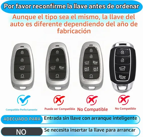 Vista 2 de Funda para Llavero con Llavero Compatible con 2021-2022 Sonata Nexo Santa Fe Tucson Llavero Inteligente Estuche (Azul, 4 botones)