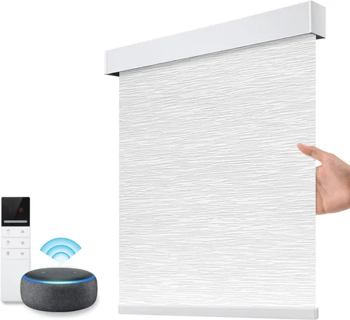 Vista 29 de ZSTARR Persianas opacas motorizadas con control remoto inteligente, persianas enrollables recargables inalámbricas para ventanas, oficina, hogar