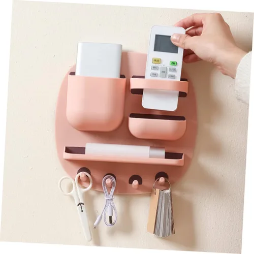 Vista 8 de Estante de pared para baño, estante para colocar sobre el gabinete, estantes de cocina de polipropileno rosa, estante organizador de baño