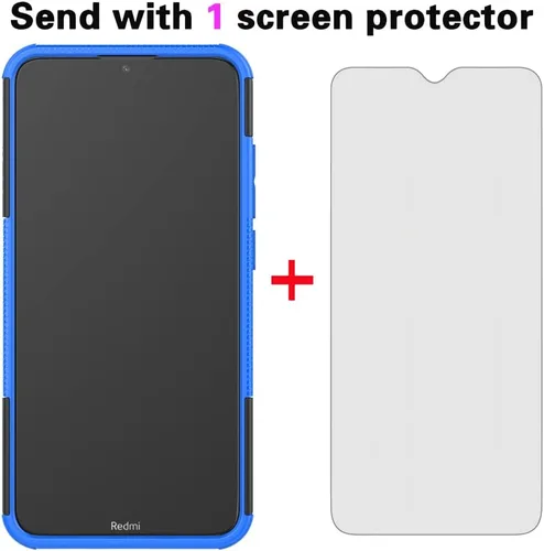 Vista 3 de Asuwish Funda de teléfono para Xiaomi Redmi 8A Redme 8 con protector de pantalla de vidrio templado y soporte delgado híbrido resistente resistente