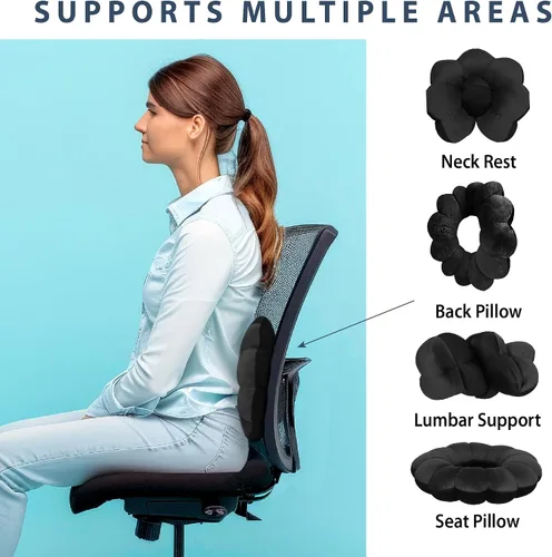 Vista 3 de Total Pillow Almohada de viaje y avión – Almohada de cuello de microcuentas – Almohada cómoda para cuello, cabeza, espalda y soporte lumbar – Cojín