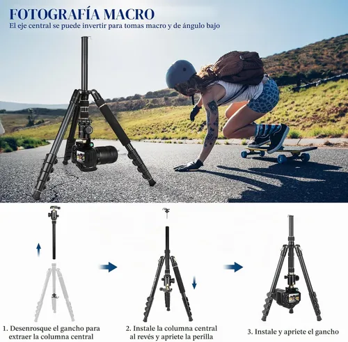 Vista 7 de Trípodes de aluminio de 77" para cámara y monópodos, trípode compacto de viaje Victiv para cámara DSLR, visor de observación, telescopio Dorado