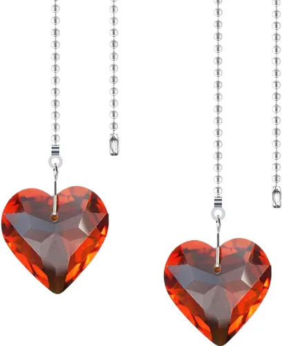 Vista 12 de Extensor de cadena para ventilador de techo, paquete de 2 colgantes decorativos de prisma de corazón de cristal de 12 pulgadas con conectores de AB