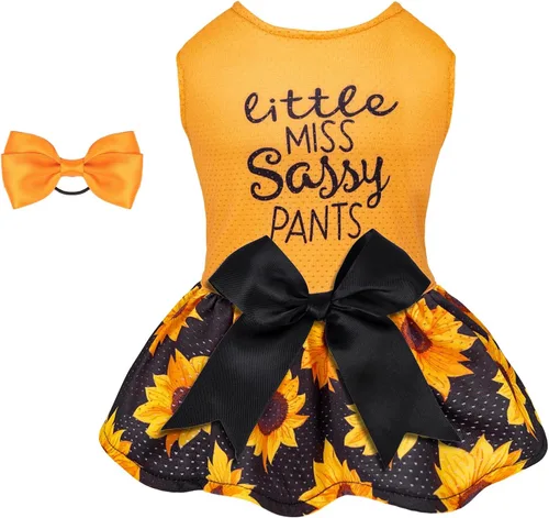 Vista 9 de CuteBone Vestido de malla para perro, vestido de Halloween para cachorros, traje de verano para mascotas, moda de verano para perros pequeños, ropa