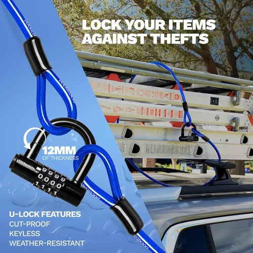 Vista 5 de DocksLocks - Juego de candado de cable de seguridad (5 a 25 pies de longitud) con bloqueo en U, 5 pies Anti-Theft Protection, 10mm Looped Ends