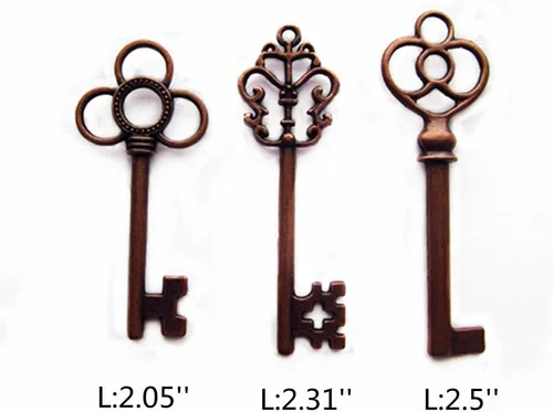 Vista 2 de Aokbean Juego mixto de 30 llaves de esqueleto grandes en bronce antiguo, juego de 30 llaves Retro Decorative Craft Keys, Antique Color Finish