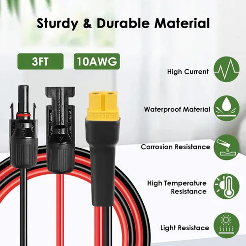 Vista 5 de MOOKEERF Cable de extensión solar a XT60 10AWG 3FT conector solar a XT60 Cable adaptador para panel solar a estación de energía portátil Generador