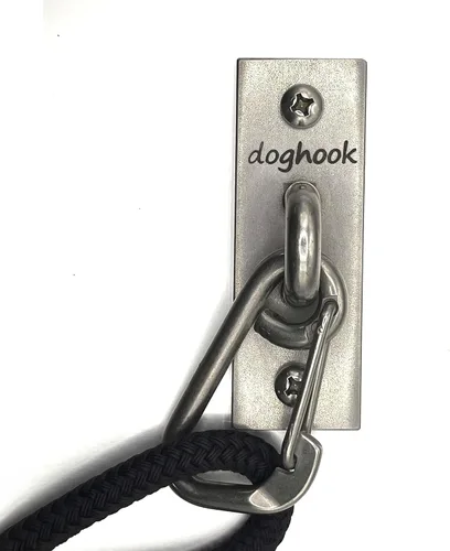Vista 12 de Canine Hitch- Correa segura para perro, gancho grande con clip, 2 unidades, acero inoxidable y placa de montaje ABS para mayor resistencia, práctica